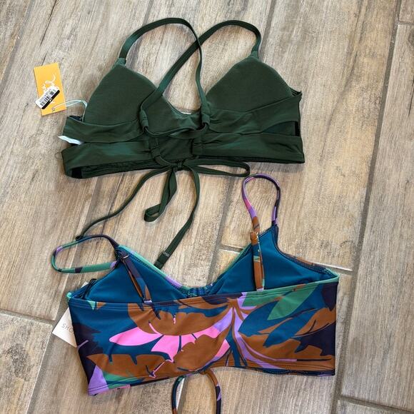 Shade Shore Kona Sol Bikini Tropical Green Bathing Suit Tops Size Med NWT - Picture 2 of 2